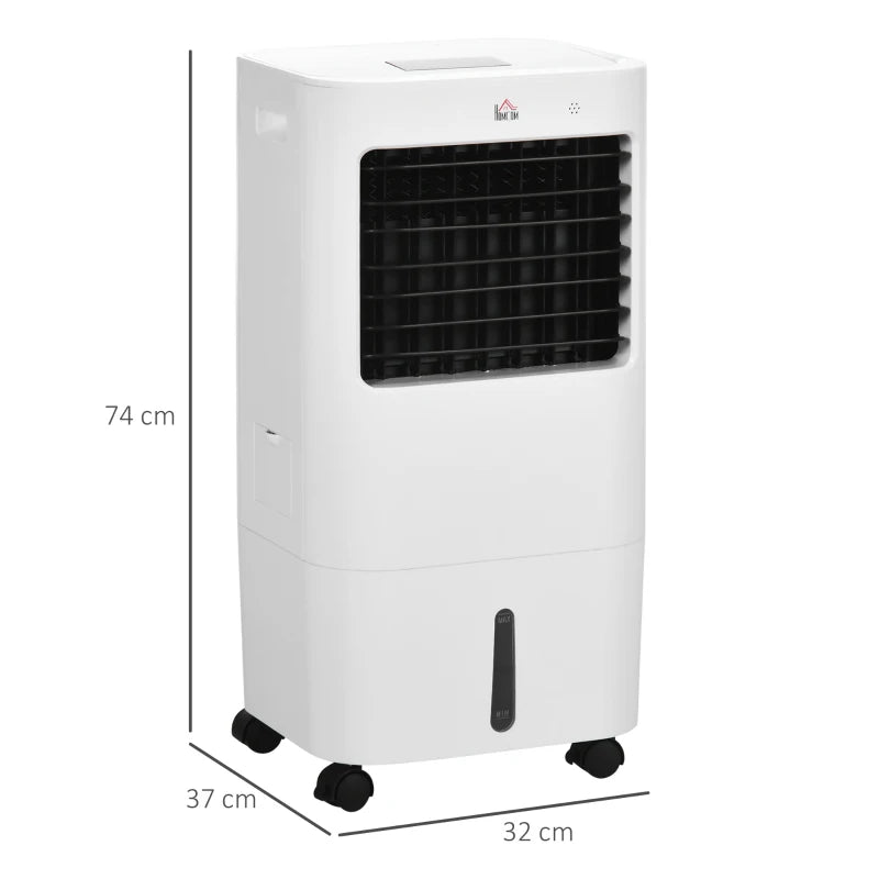 Portable Evaporative Air Cooler with 15L Water Tank, Remote Control, Timer - White