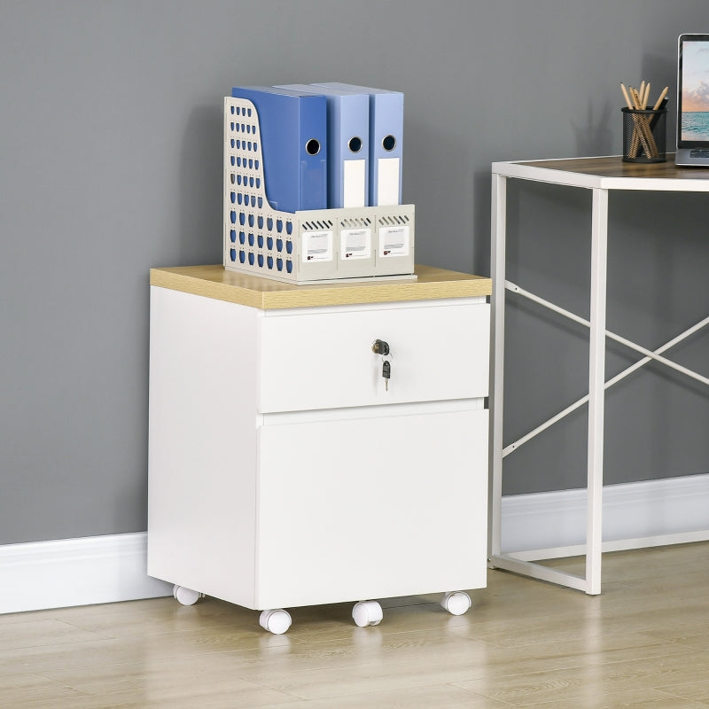 White 2-Drawer Locking Filing Cabinet for Legal Size Files