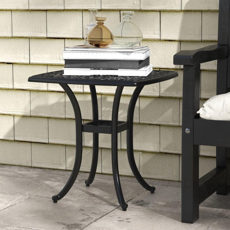 Black Square Outdoor Bistro Table with Umbrella Hole