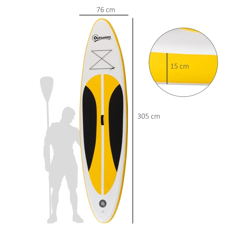 White Inflatable Stand Up Paddle Board Kit - Youth & Adult Beginners