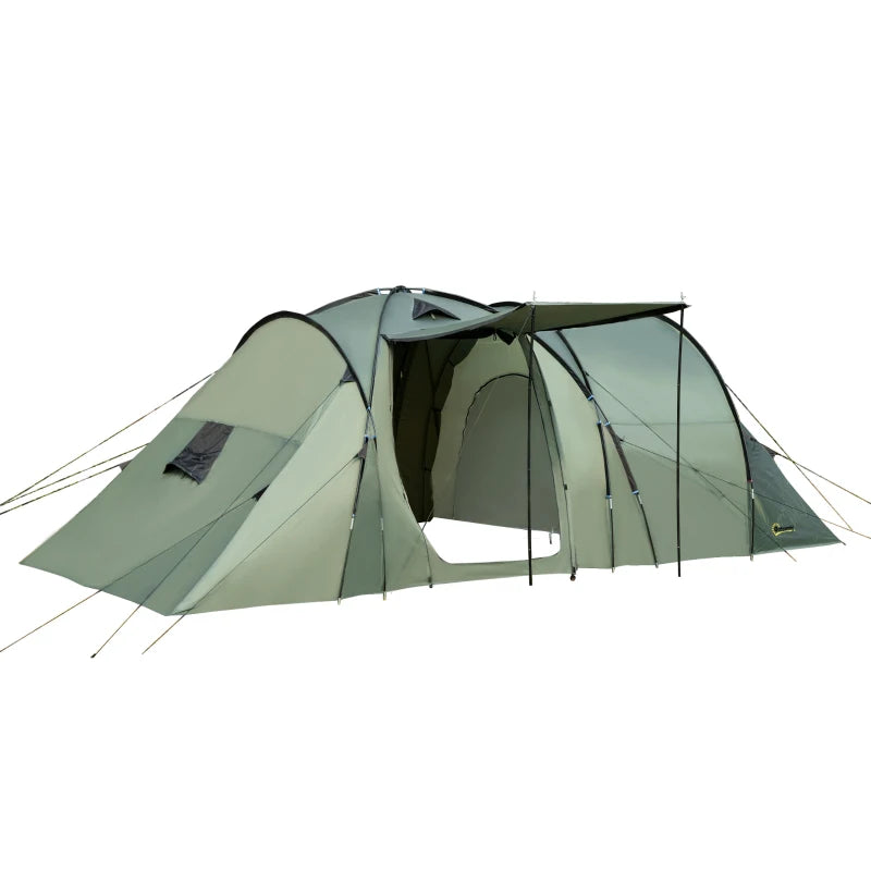 5-Person Two-Bedroom Tunnel Camping Tent in Green with Rainfly and Carry Bag