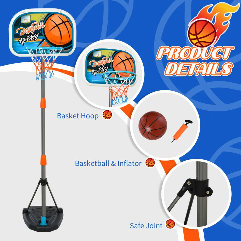 Blue Adjustable Kids Basketball Hoop Set with Ball