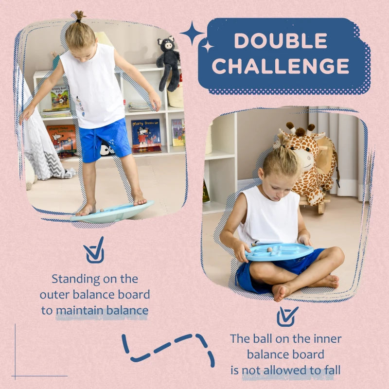 Blue Kids Balance Board with Wobble Ball