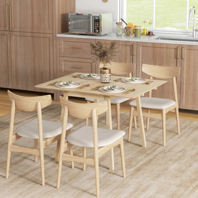 Natural Finish Wooden Drop Leaf Table - 4 Seater
