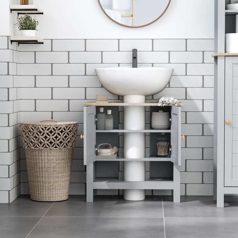 Grey Under Sink Storage Cabinet with Adjustable Shelf