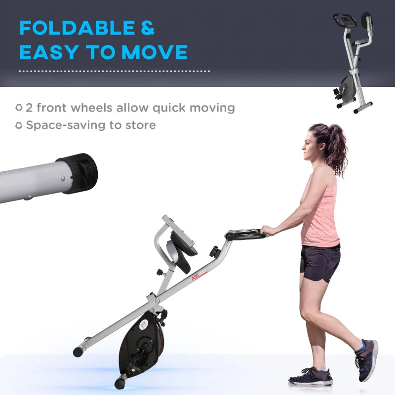 Foldable Indoor Exercise Bike with 8-Level Magnetic Resistance - Blue