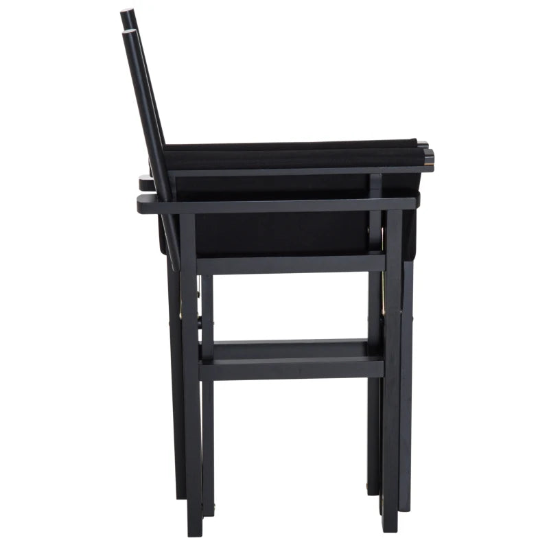 Black Folding Directors Chair with Beech Wooden Frame