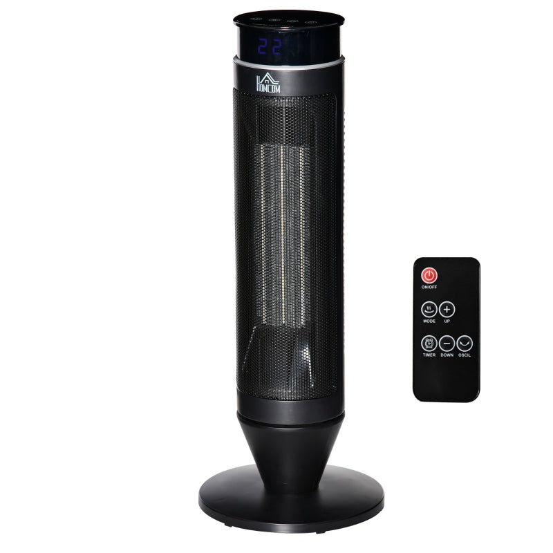 Portable Ceramic Electric Heater & Fan, 1000W/2000W, Overheat Protection, 8H Timer, 42° Oscillation, White