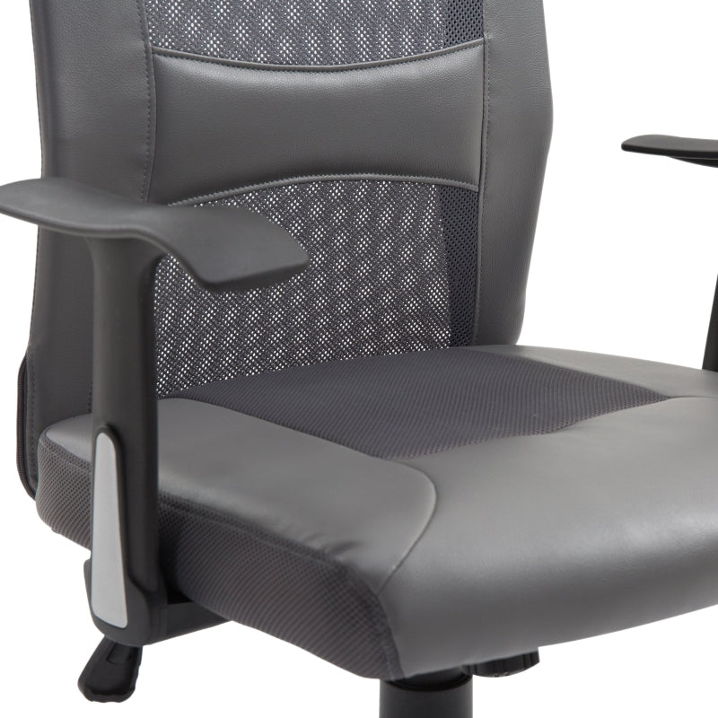 Grey Mesh & PU Leather Office Swivel Chair with Adjustable Height