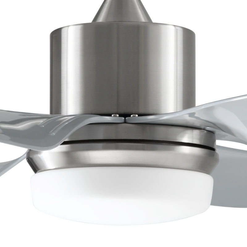 Silver Reversible Ceiling Fan with Light, 6 Blades Indoor Modern LED Remote Control