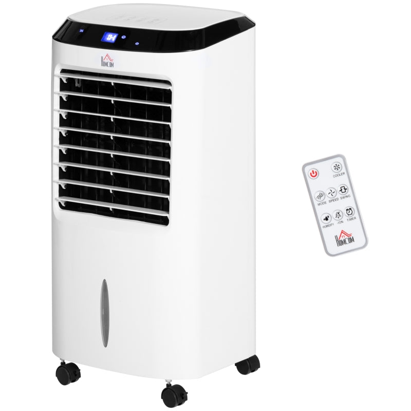 White Portable Evaporative Air Cooler with Anion Ice Cooling and Humidifier