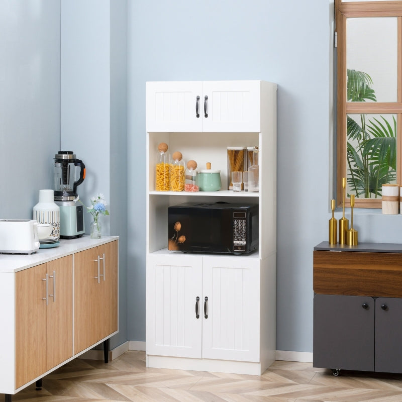 White 5-Tier Kitchen Storage Cabinet with Adjustable Shelf