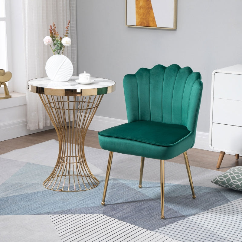 Green Velvet Accent Chair with Gold Metal Legs