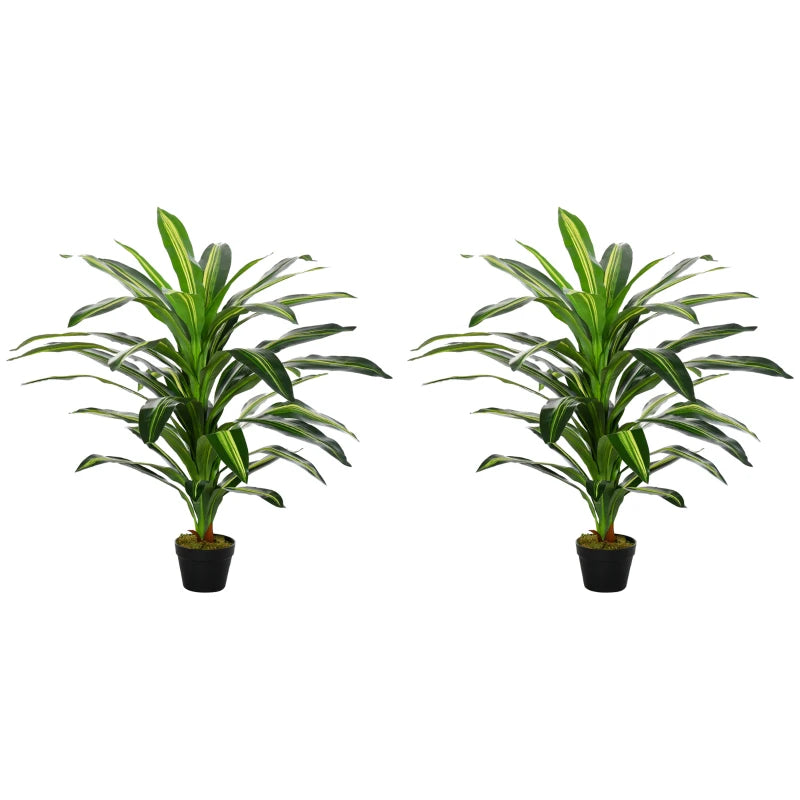 Green Artificial Dracaena Tree Set, Indoor Outdoor Decor, 3.6FT, 40 Leaves