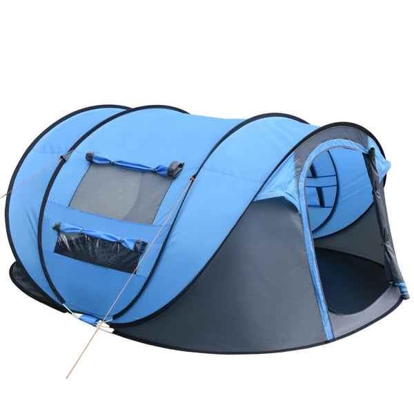 Sky Blue 4-5 Person Pop-up Waterproof Camping Tent with Windows