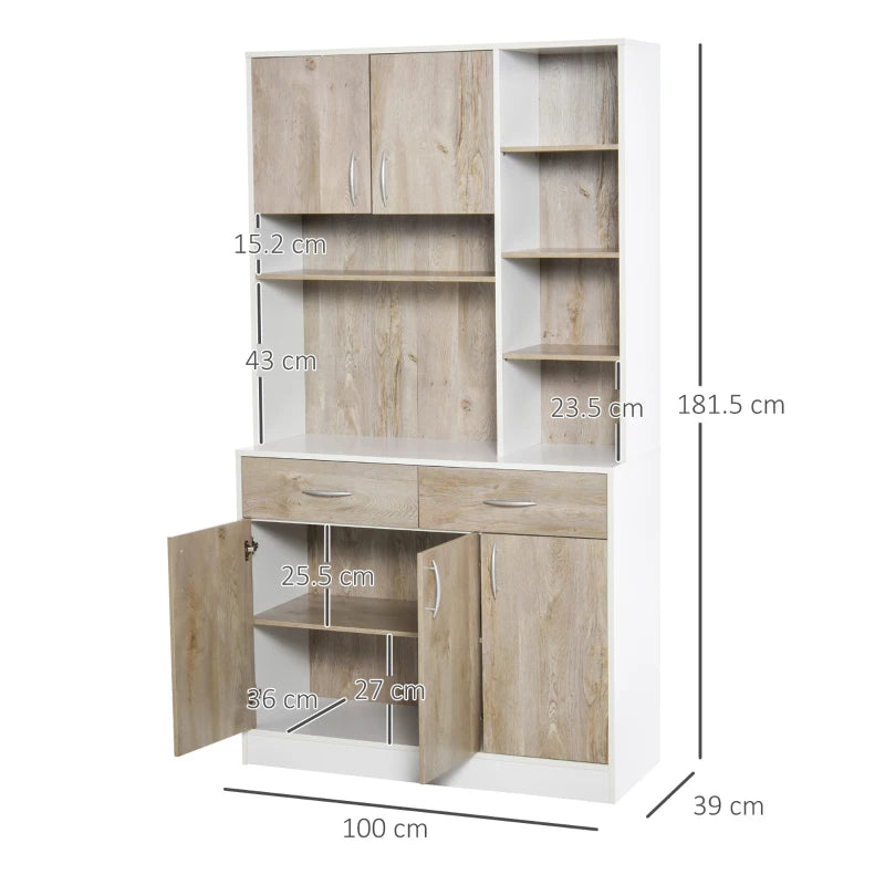 Modern White Kitchen Storage Cabinet with Adjustable Shelves and Drawers