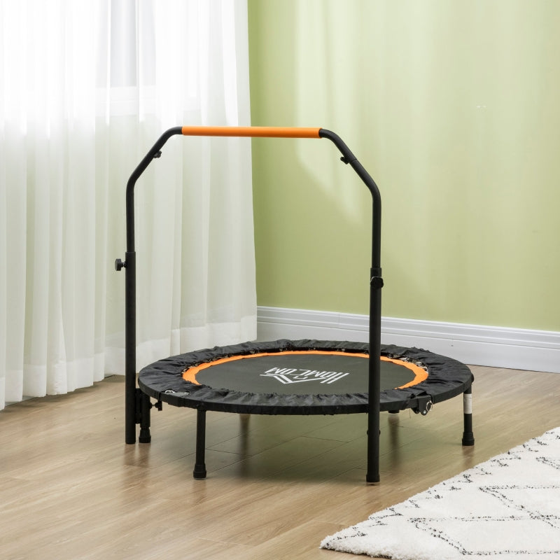 Black 40" Foldable Mini Fitness Trampoline with Adjustable Handle