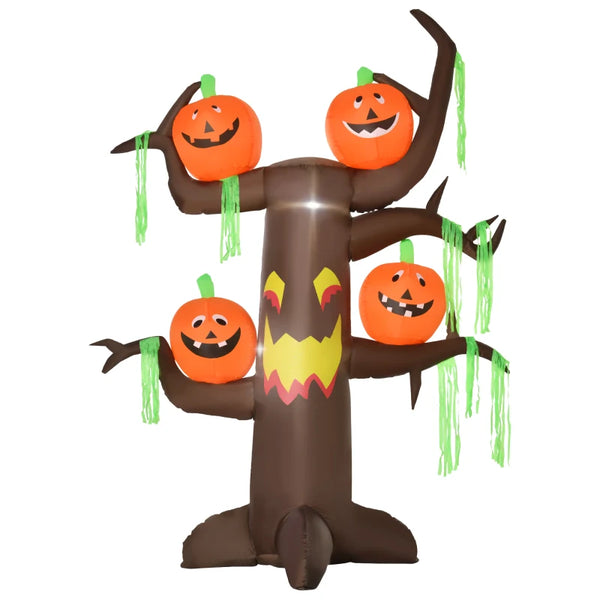 Spooky 2.4m Halloween Inflatable Ghost Tree with Pumpkins & LEDs