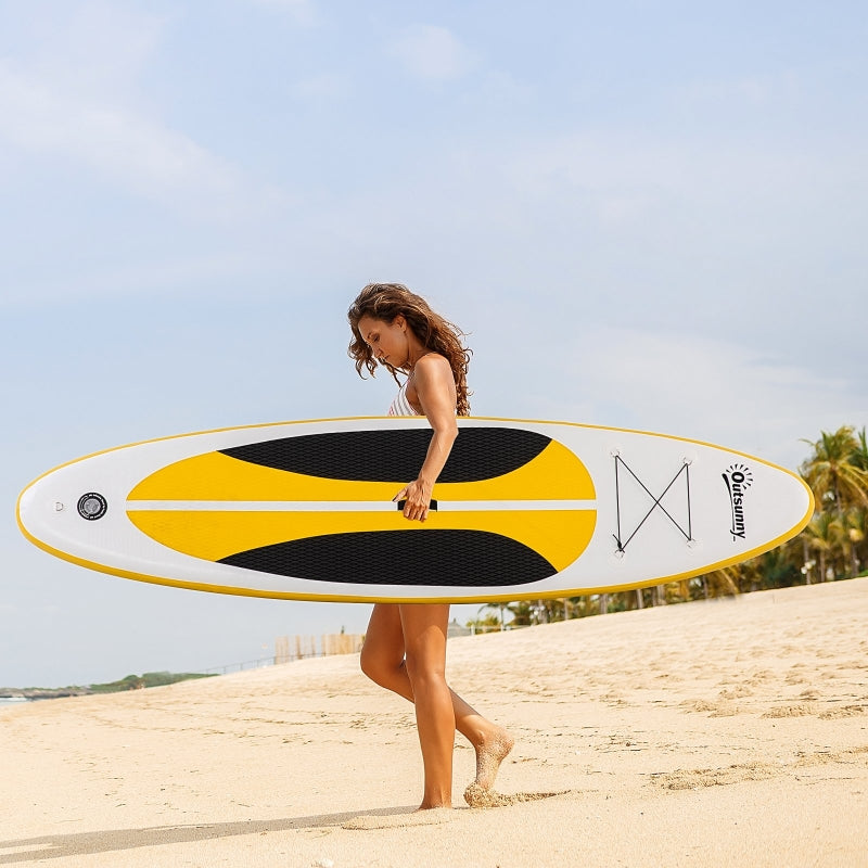 White Inflatable Stand Up Paddle Board Kit - Youth & Adult Beginners