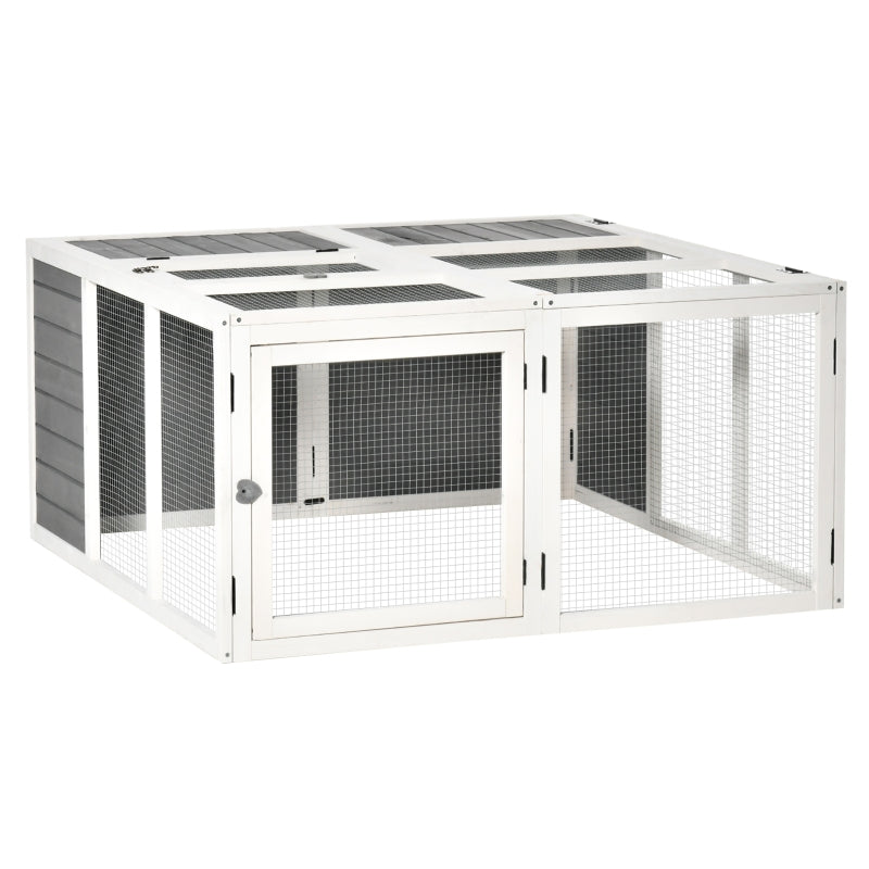 Grey 48 Inch Rabbit Hutch with Openable Roof