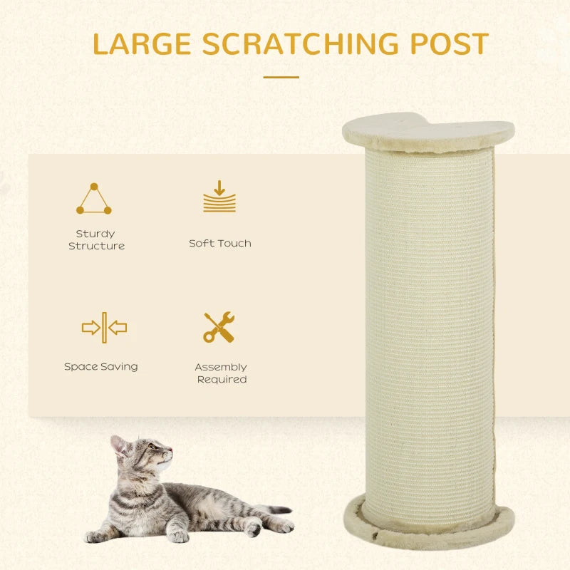 Beige 85cm Cat Scratching Post with Sisal Rope & Plush