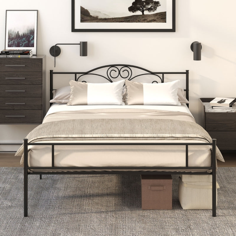 Metal King Size Bed Frame with Storage, Black