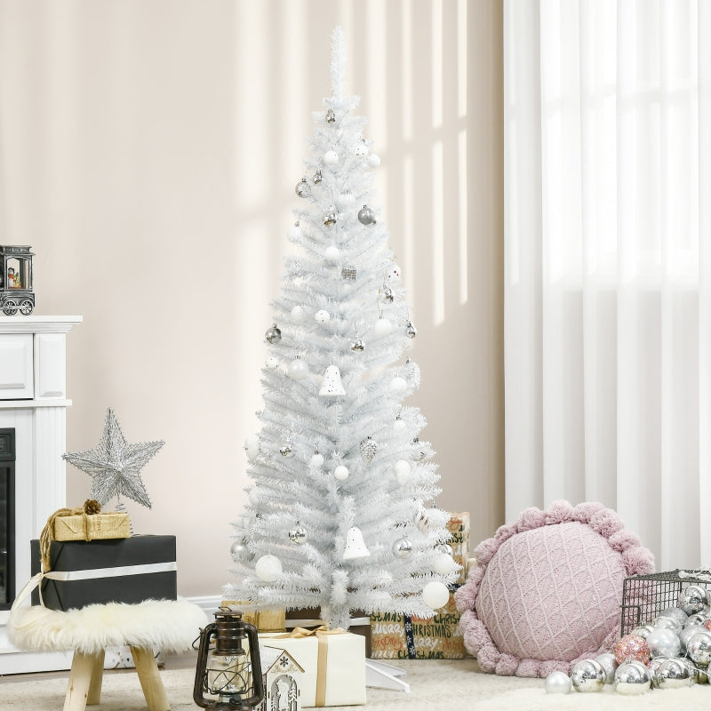 5ft White Pencil Slim Artificial Christmas Tree with Stand