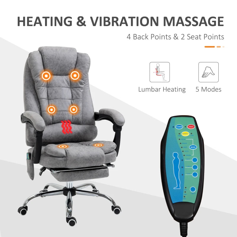 Grey Heated Massage Office Chair with Footrest