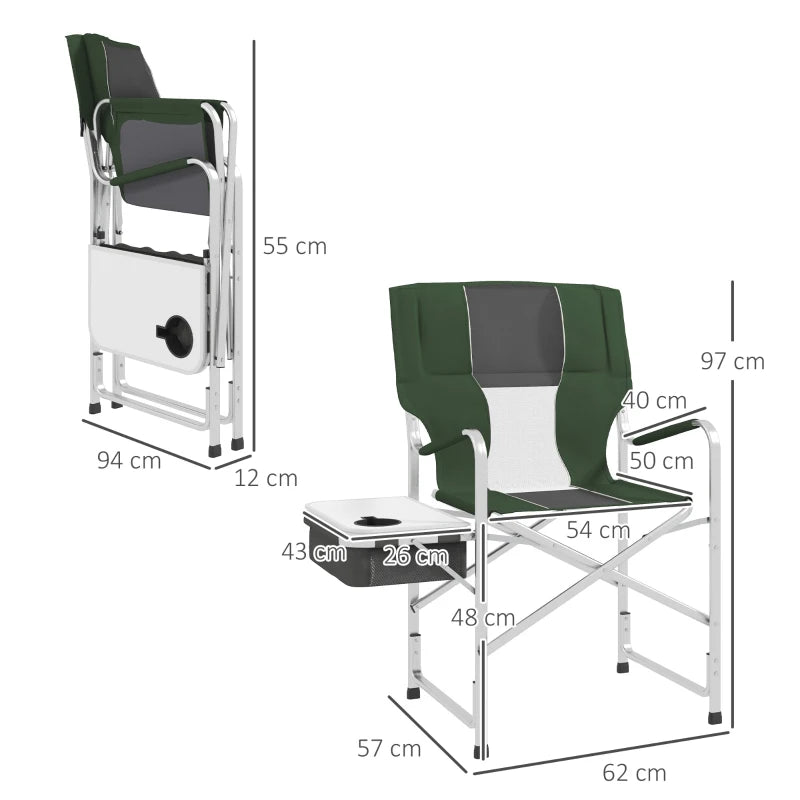 Green Folding Camping Chair with Cooler Bag Table