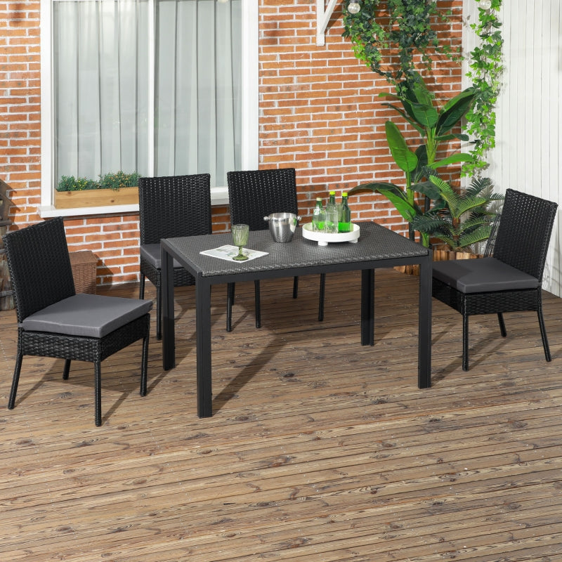 Black Rattan Garden Chairs Set of 4