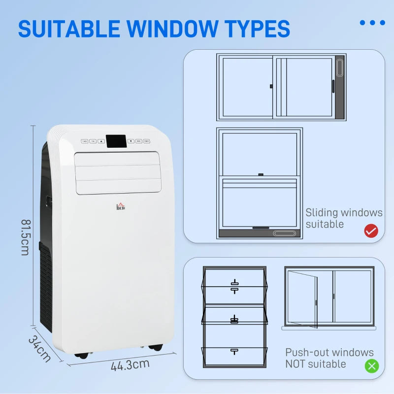 12,000 BTU White Portable Air Conditioner - 3 Modes