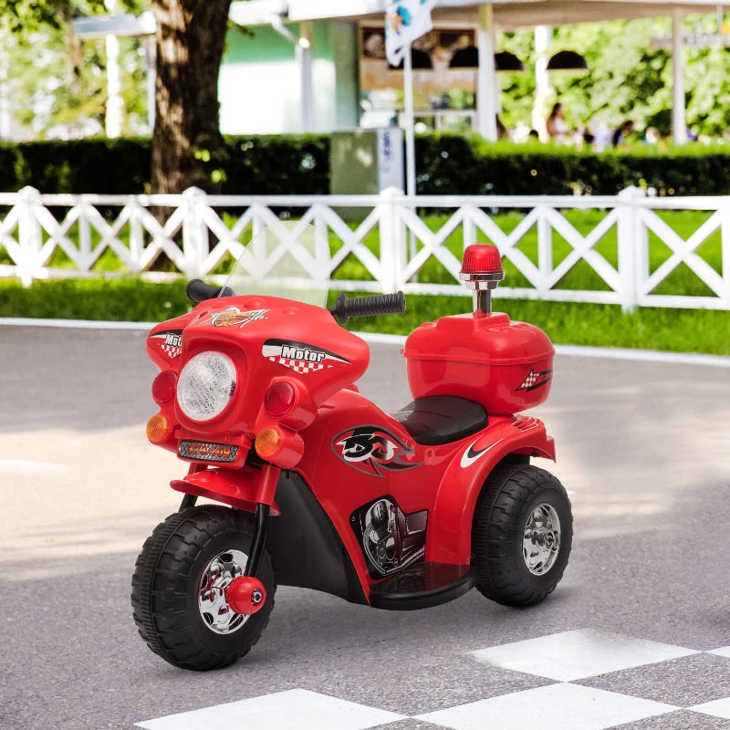 Red 3-Wheel Electric Ride-On Motorcycle for Toddlers with Lights and Music