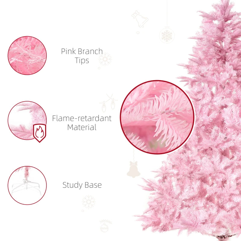 5FT Pink Artificial Christmas Tree with Automatic Open - Holiday Xmas Decoration