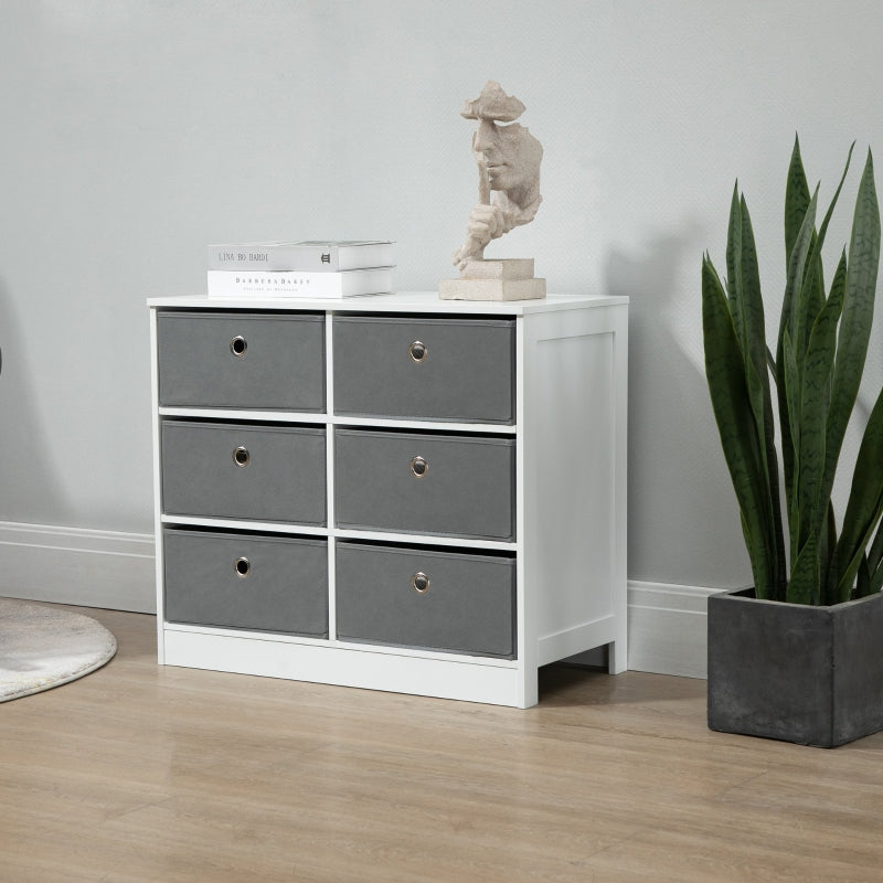 6-Drawer Fabric Storage Cabinet - White/Grey