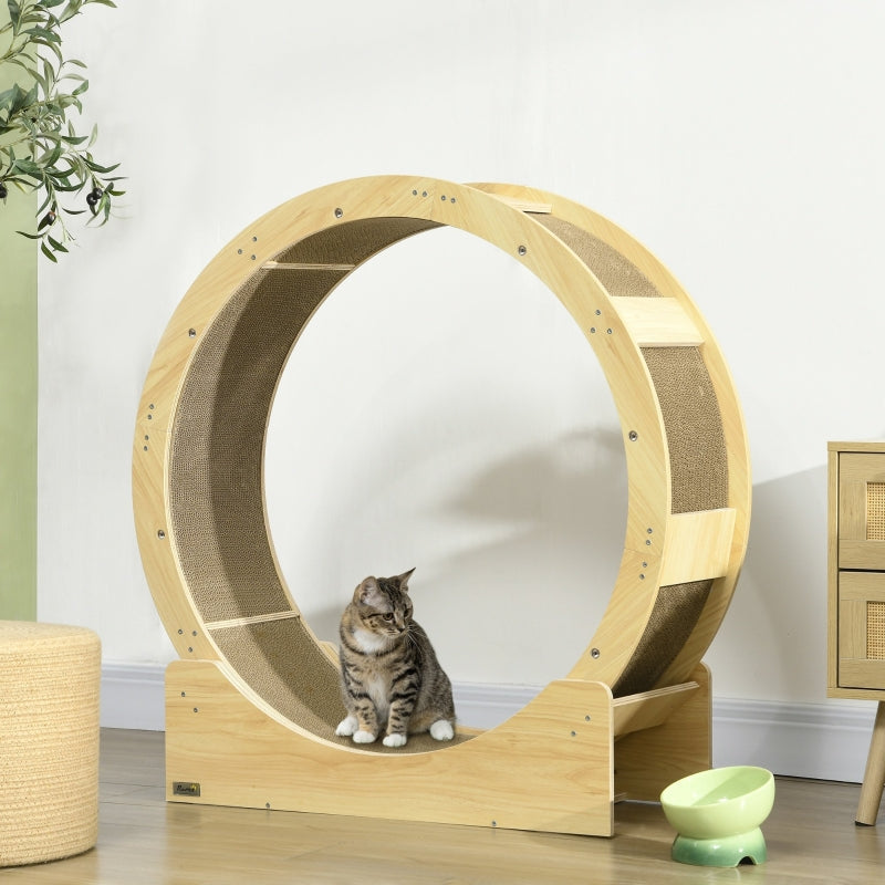 Oak Cat Exercise Wheel with Brake and Scratching Pads