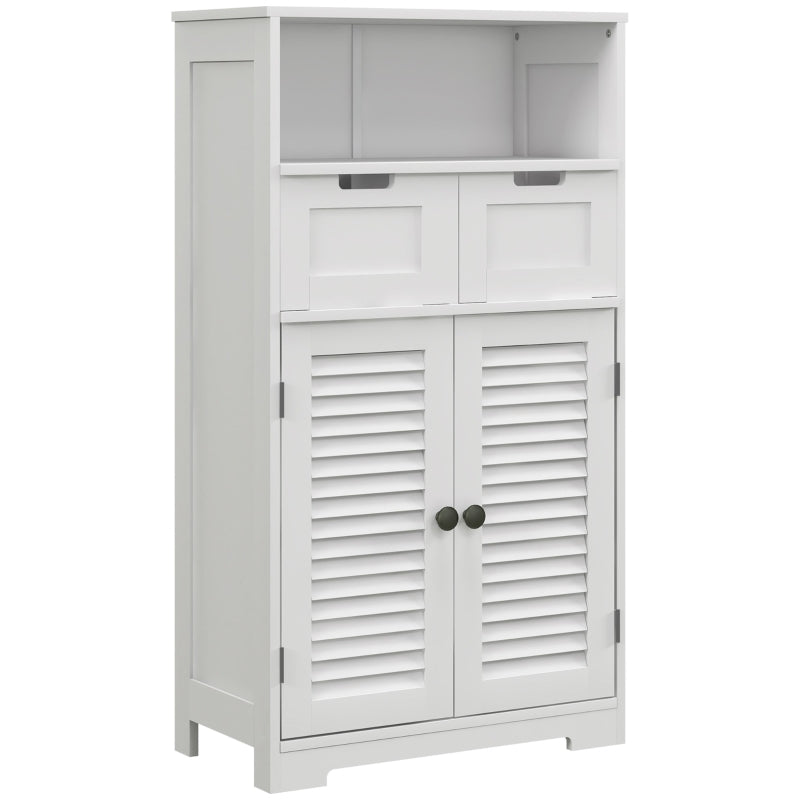 White 3-Part Bathroom Storage Unit with Shelf, Drawers & Cupboard