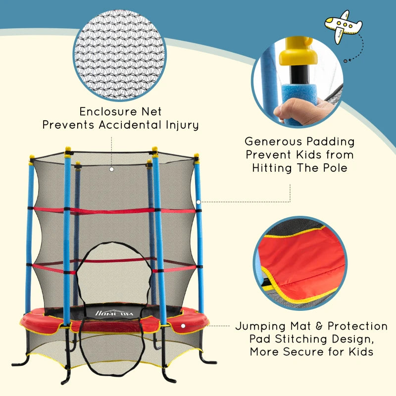 Blue Kids Trampoline with Safety Net, Ages 3-6