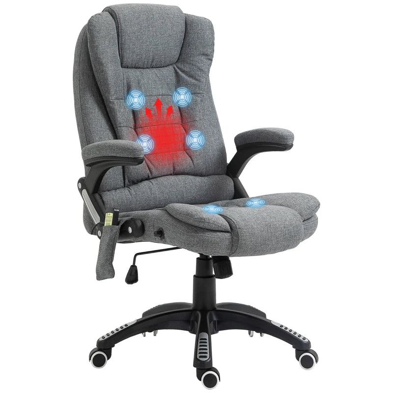 Grey Heated Massage Recliner Chair with 6 Massage Points