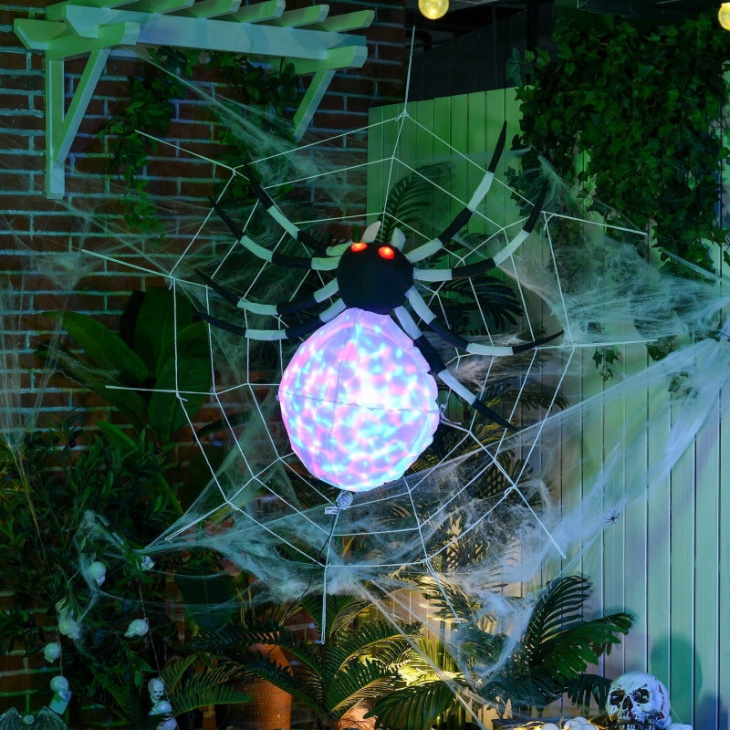 5FT Long Hanging Halloween Inflatable Spider with LED Lights - Outdoor Garden Display