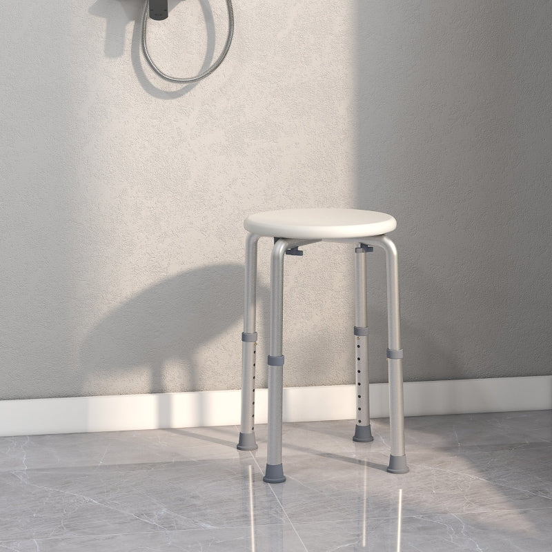 Adjustable White Bath Chair for Elderly - Safety Shower Seat