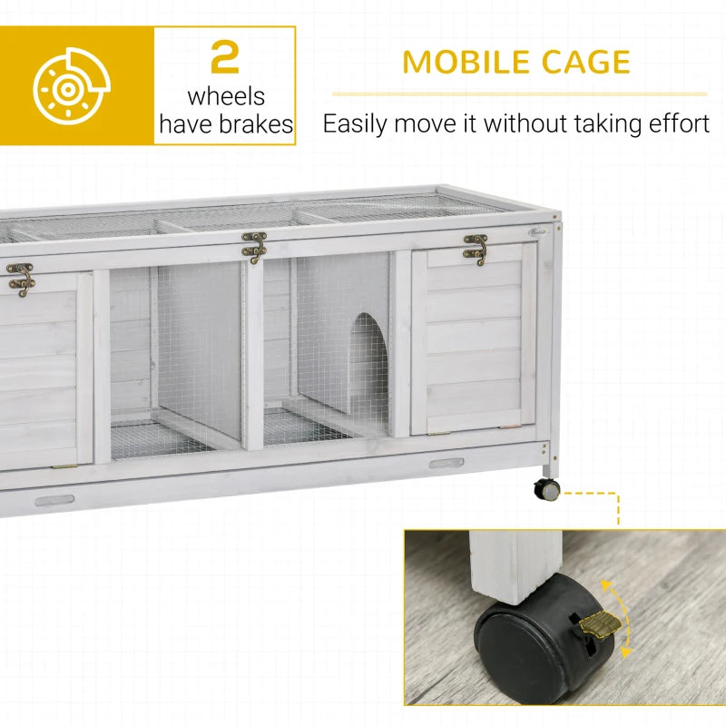 Small Animal Indoor Cage with Wheels, Light Grey, 138 x 53 x 61cm