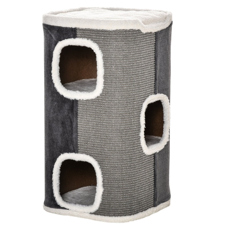 Grey Sisal Cat Barrel with Plush & Fleece