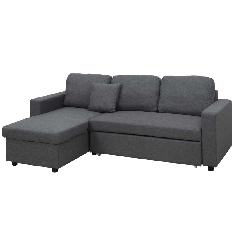 Grey 3 Seater Corner Sofa Bed with Storage and Chaise Lounge