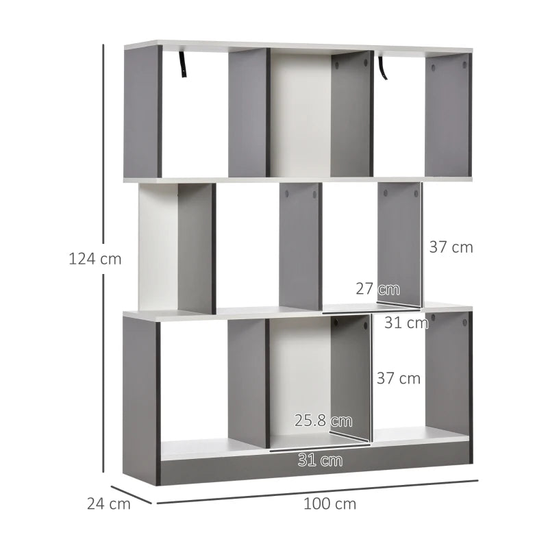 3-Tier Grey and White Bookcase Storage Shelf