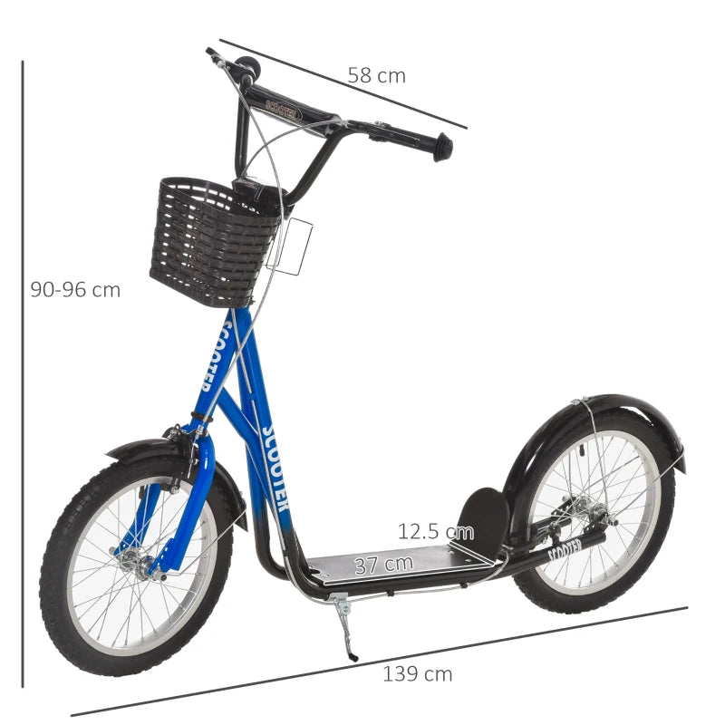 Blue Kids Scooter with Adjustable Handlebars - Ages 5-12