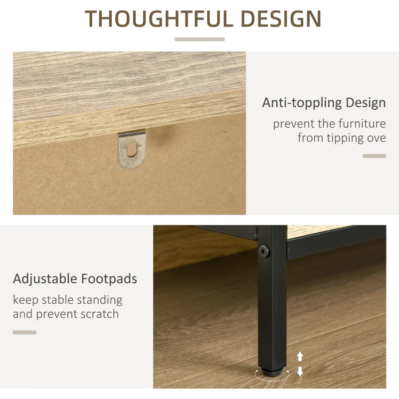 Oak Tone 2-Door Sideboard Storage Cabinet with Adjustable Shelves