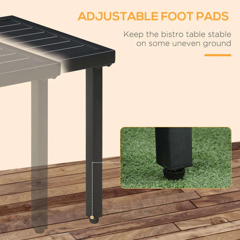 Black Steel Patio Side Table with Umbrella Hole