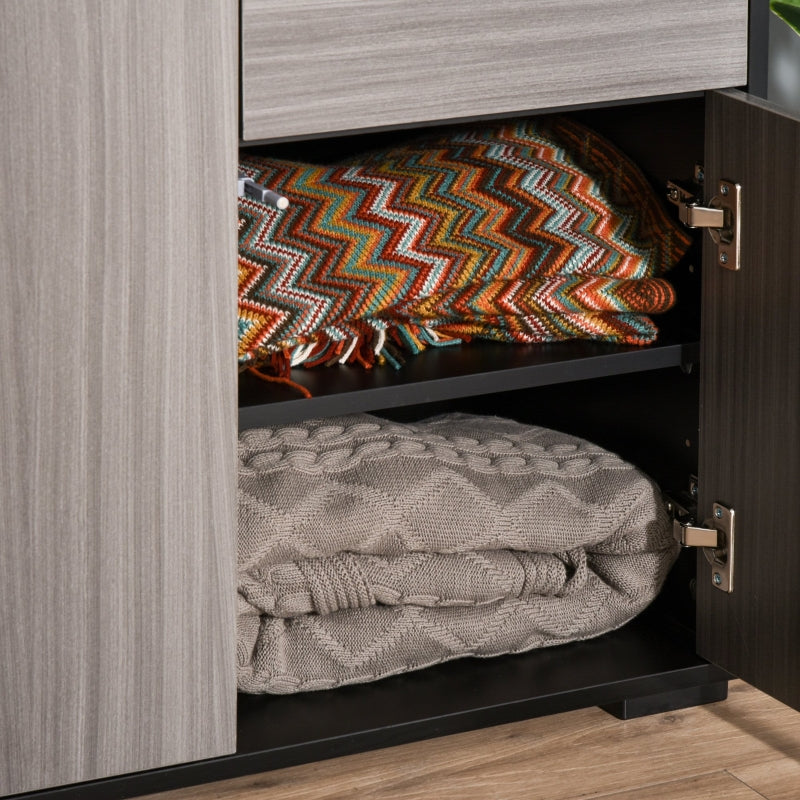 Modern 2-Drawer Side Cabinet in Light Grey and Black