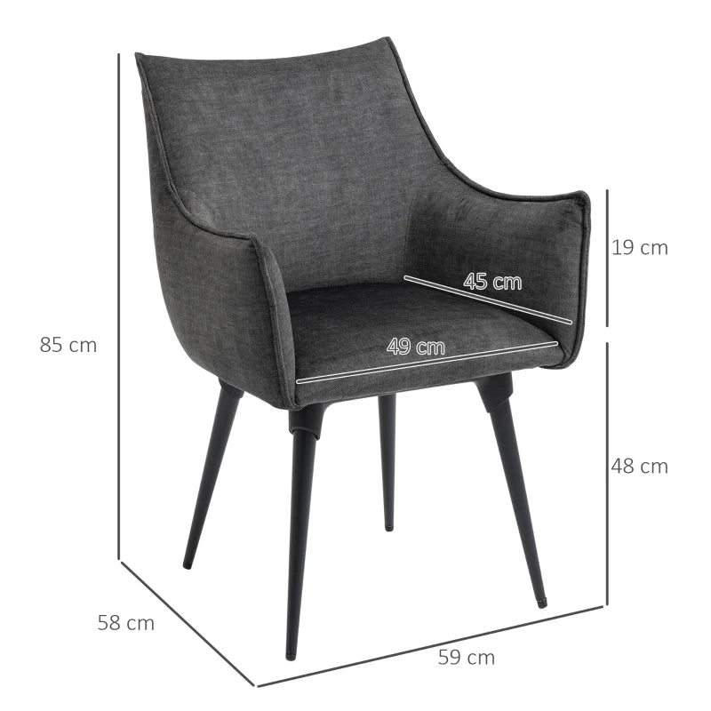 Dark Grey Steel Leg Accent Chair for Living Room and Bedroom