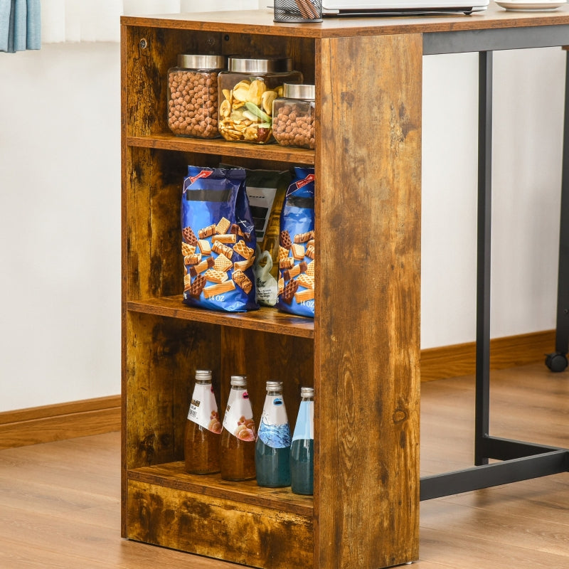 Rustic Brown 3-Piece Industrial Bar Table Set with Storage Shelf